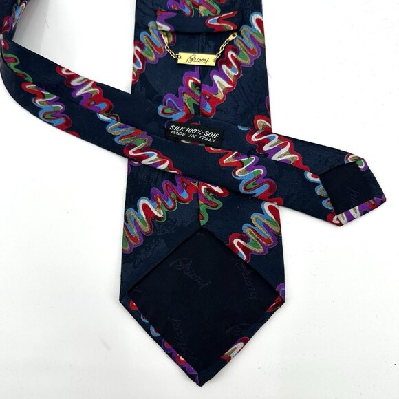 BRIONI tie necktie 100% silk made in italy geometric wavy designer colorful OS - Picture 3 of 4